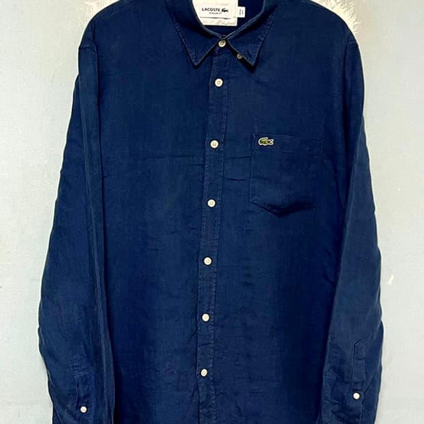 라코스테 남자 솔리드 린넨셔츠 마 캐주얼 긴팔 여름 시원한 XL 105