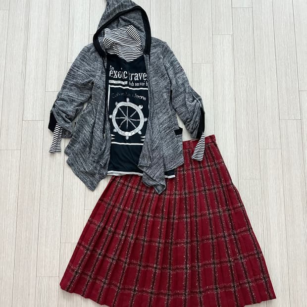 jpn 펑크 러힙 괴짜 레이어드 코디세트