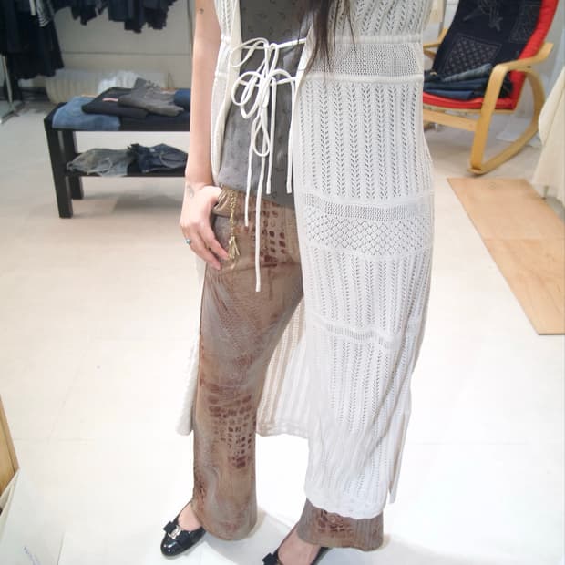 [GU] punching string long cardigan