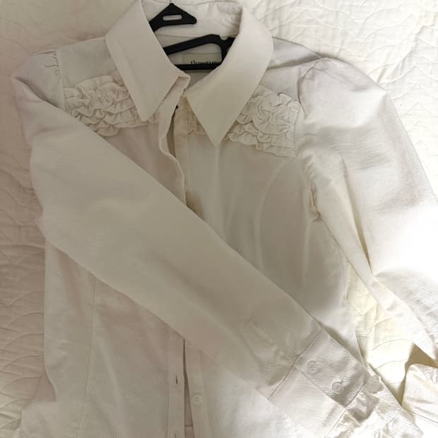 쓰리타임즈 빈티지 프릴 셔츠 s 화이트