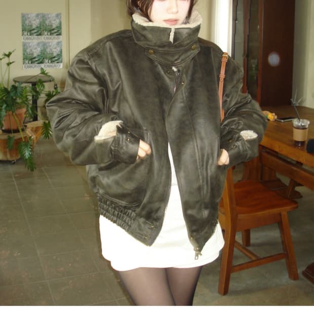 아워캐비넷 레더 자켓