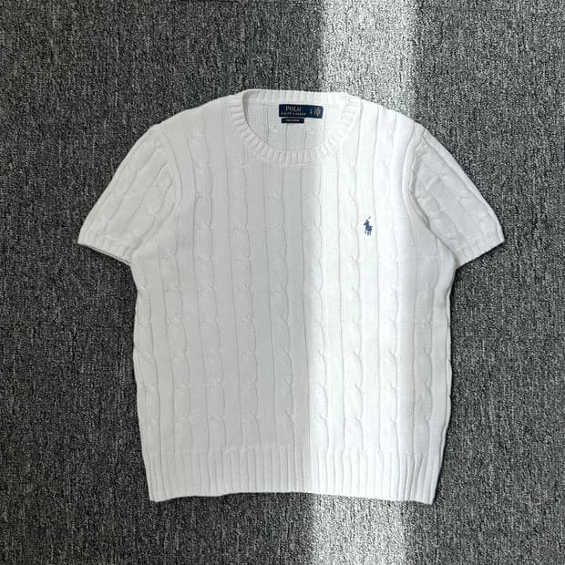 폴로 랄프로렌 케이블 화이트 니트 반팔
