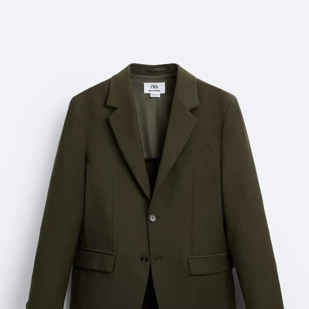 자라 울 수트 블레이저 다크 카키 EU48
