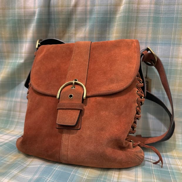 COACH rope detail velvet shoulder bag