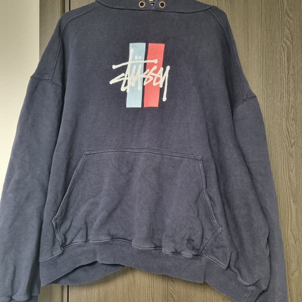 90s 올드 스투시 빈티지 네이비 후드티 M