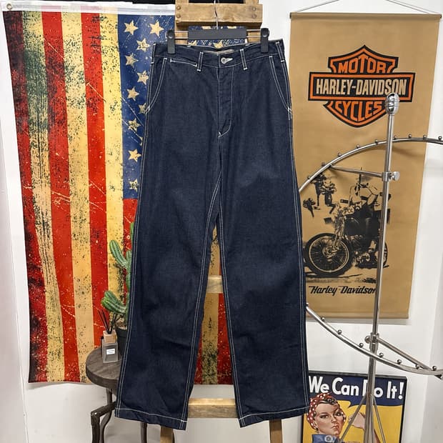 00s 쇼트 화이트 스티치 워크 와이드 데님팬츠 백패치 N775