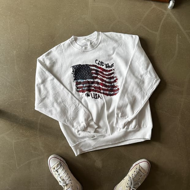 GOD Bless The USA 플래그 그래픽 스웻셔츠