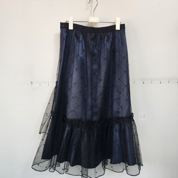 SJSJ 블랙 캉캉 롱 스커트