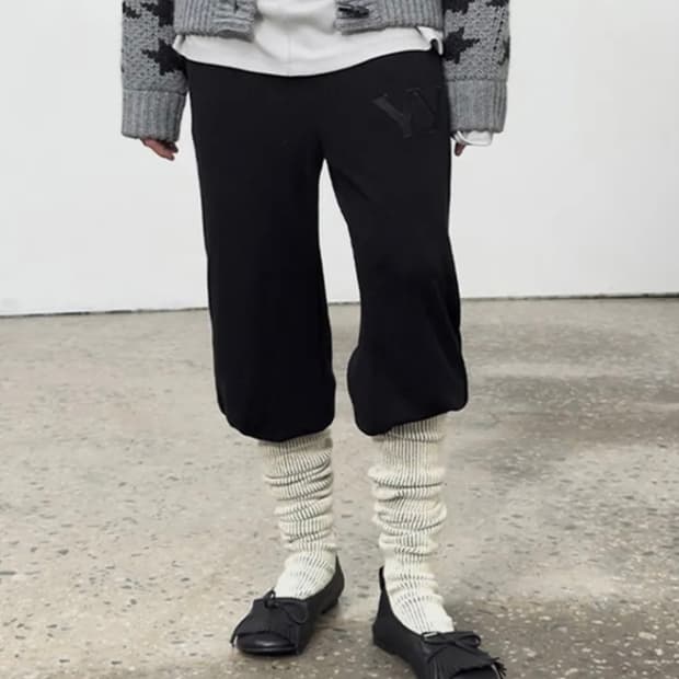 오픈와이와이 레이어드 니트싹스 팬츠 블랙 S