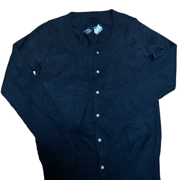 Limi feu 앙고라 진주 버튼 블랙 가디건