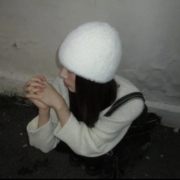 아이보리 앙고라 비니