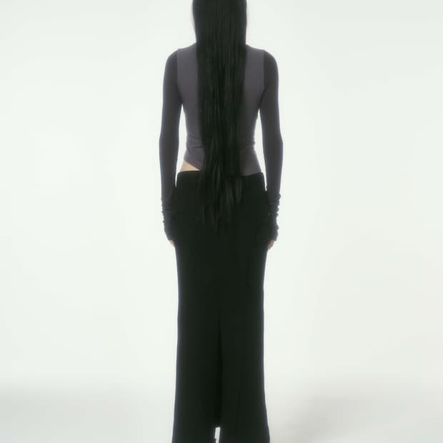 bonnae Washed denim skirt (Black)