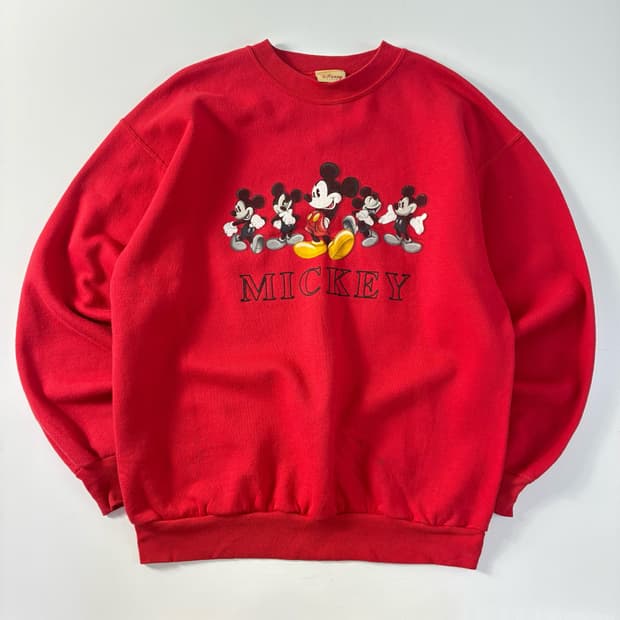Disney 디즈니 90,s 미키 마우스 레드 맨투맨