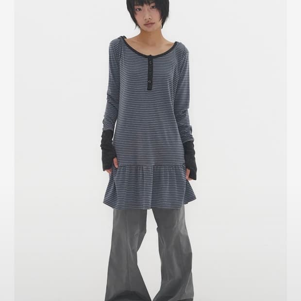 익스파이어드 걸 워머 후디 드레스 블루그레이