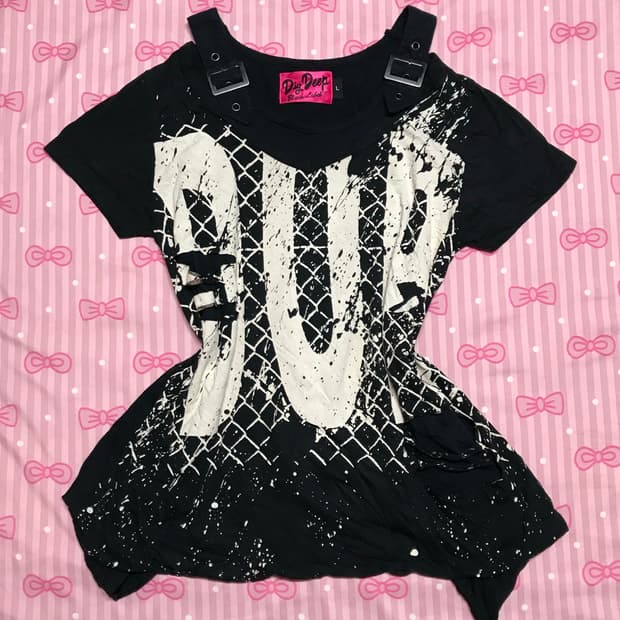 롹펑크 프린팅 레어이드 티 펑크 y2k 고딕