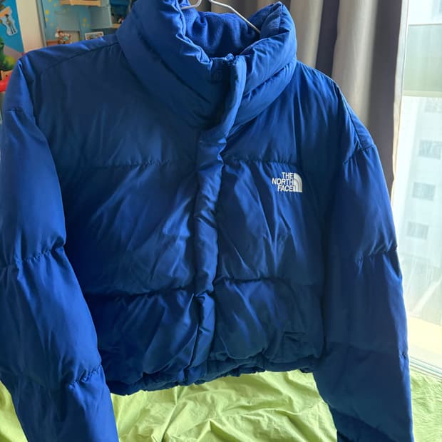 노스페이스 눕시 크롭패딩 블루