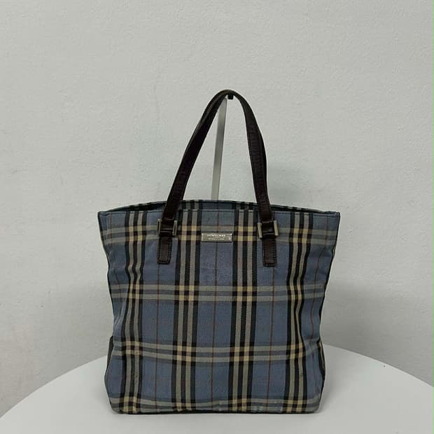 버버리 블루라벨 빈티지 노바체크 캔버스 토트백
