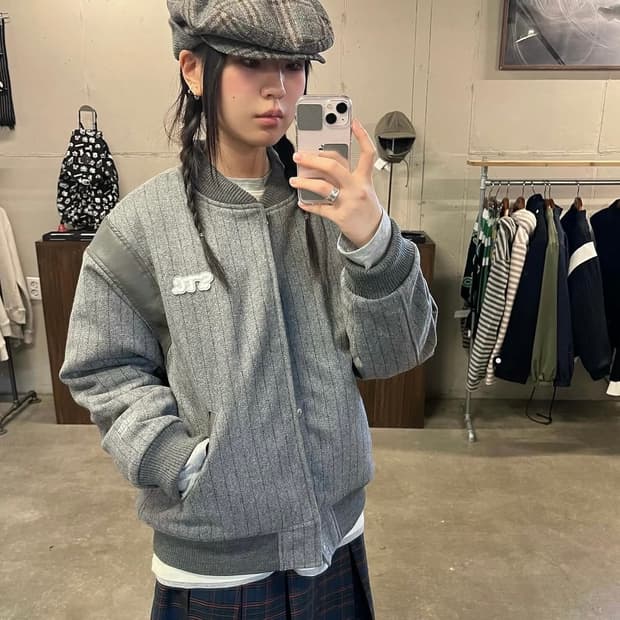 사파리스팟 바시티 자켓 그레이