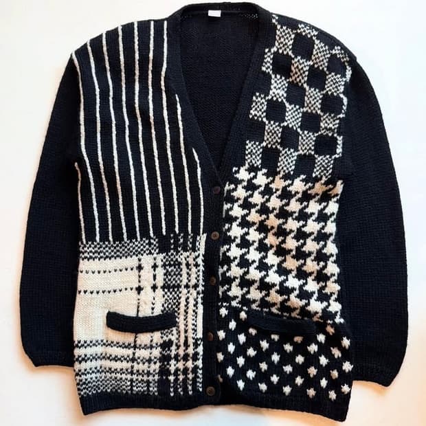 80년대 빈티지 패치워크 울 가디건