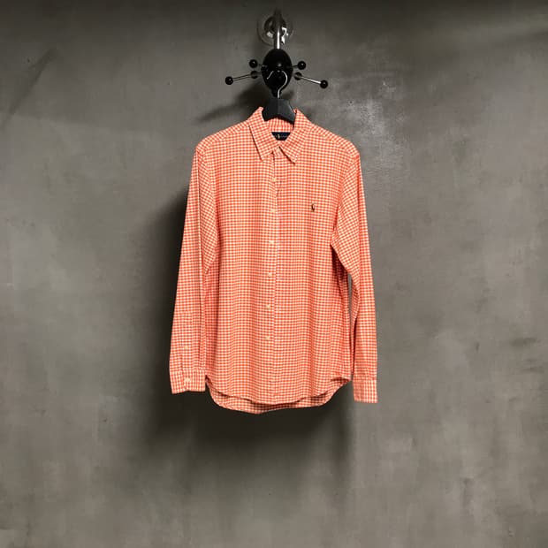 폴로 랄프로렌 깅엄 체크 셔츠 오렌지 M