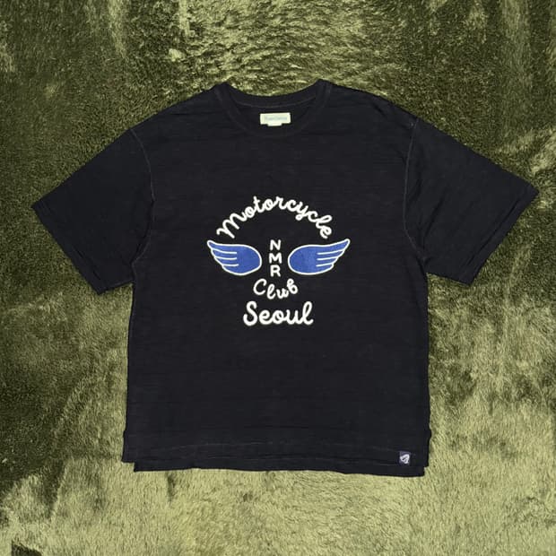 [L] 네이머클로딩 모터사이클 슬럽 싱글스티치 티셔츠 블랙