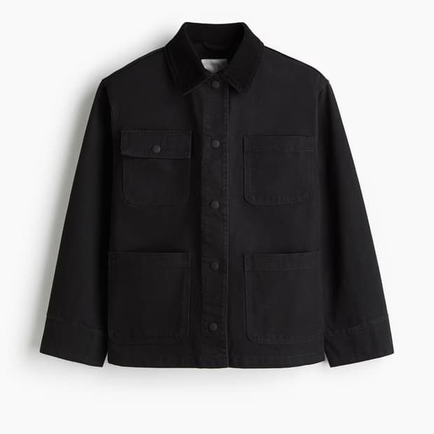 H&M 코듀로이 칼라 재킷 XXS 블랙