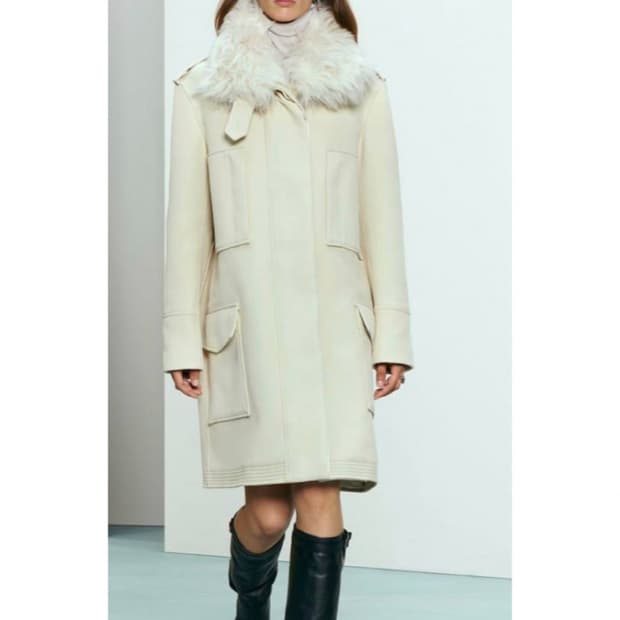 크림 퍼 카라 코트(새상품)