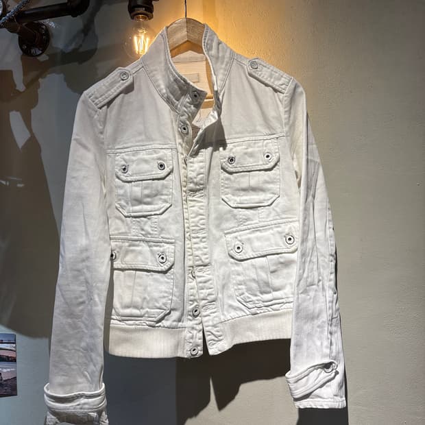 디젤 하이넥 화이트 트러커 재킷 코튼재킷