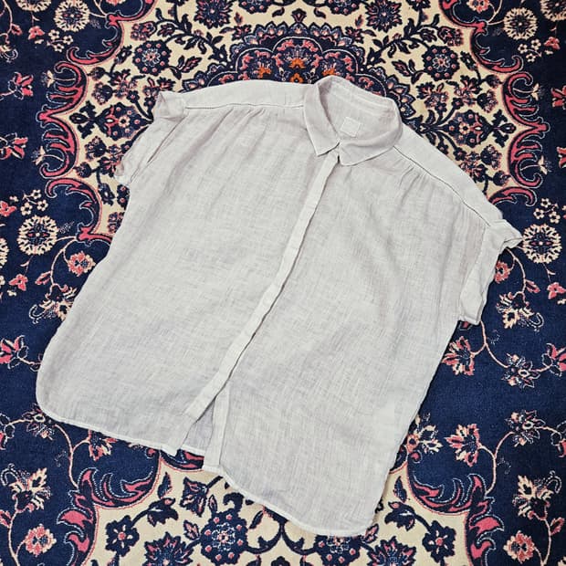 120%리노(120%Lino) in Italy 셔링 디테일 셔츠 M