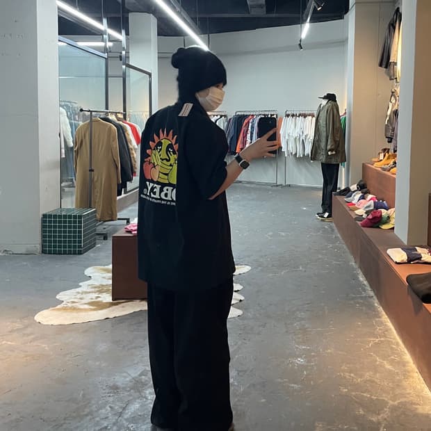 오베이 후르츠오브 아워 레이버 클래식 블랙 반팔 H1906