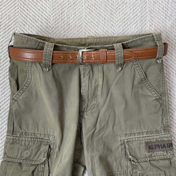 빈티지 브라운 레더 벨트