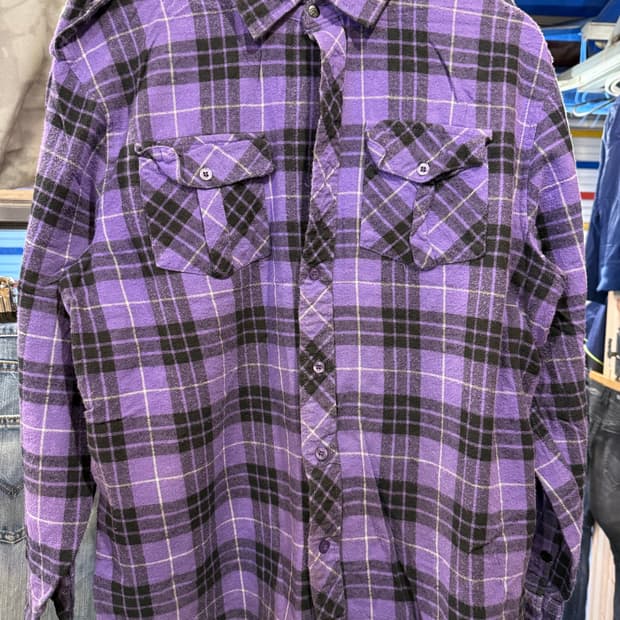 빈티지 퍼플 플란넬 셔츠