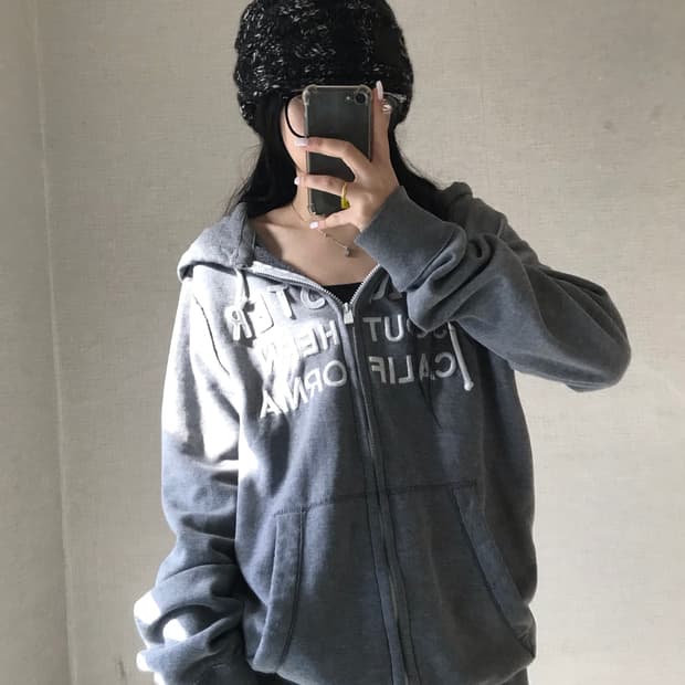 홀리스터 그레이 오버핏 후드집업