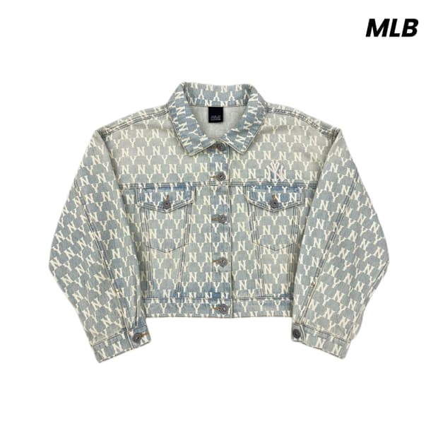 MLB 뉴욕양키스 모노그램 크롭 데님 청자켓
