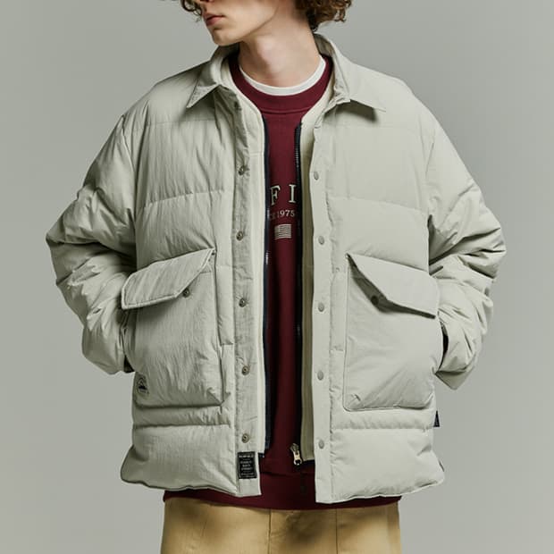 새상품)펜필드 퀄팅 다운 셔츠자켓 라이트그레이 95,100