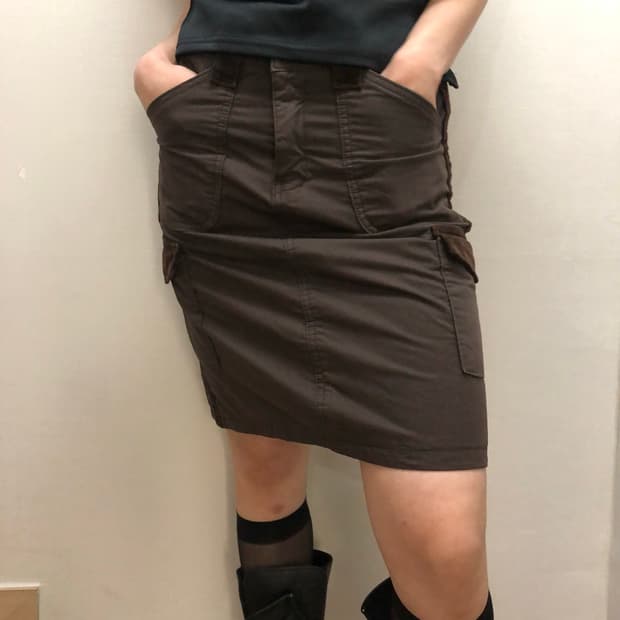 빈티지 브라운 포켓 스커트