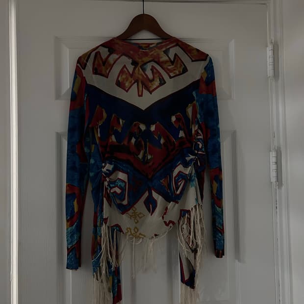 Desigual 프린지 프린트 태슬 가디건 M size