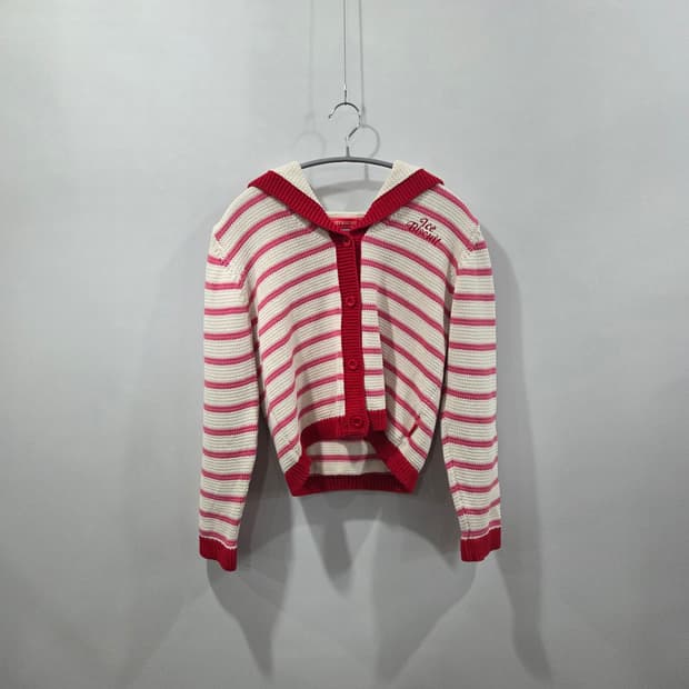 아이스비스킷 스트라이프 니트 가디건 155