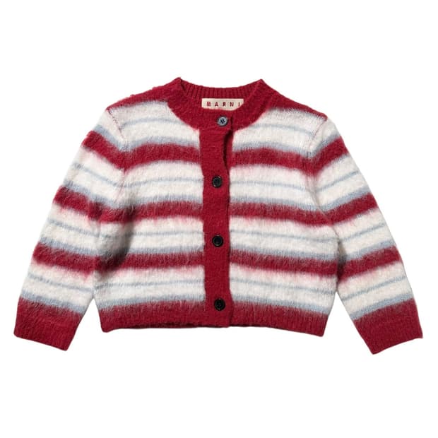 마르니 모헤어 스트라이프 라운드넥 크롭 니트 가디건