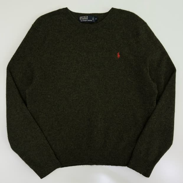 Polo  폴로 랄프로렌 자수 램스울 카키니트