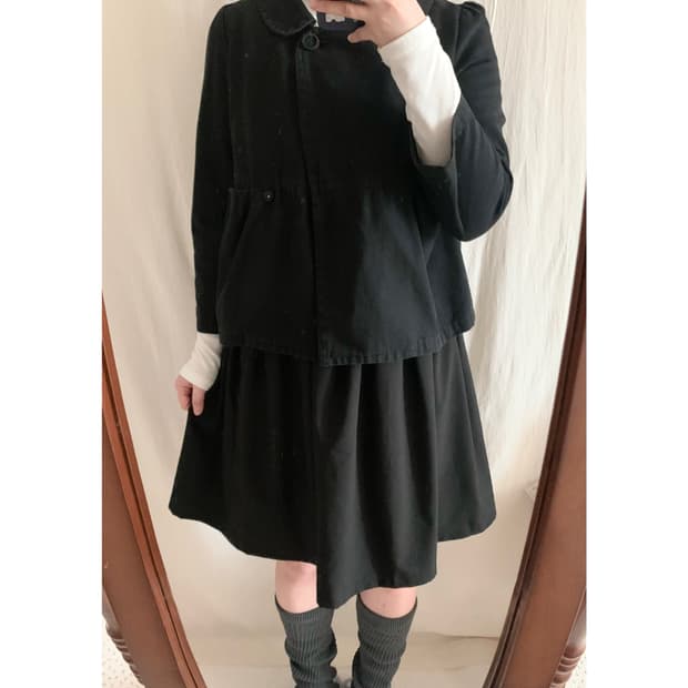 RAY BEAMS 둥근 카라 셔링 면 자켓