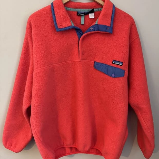 90s 파타고니아 신칠라 스냅-티 플리스 코럴/블루