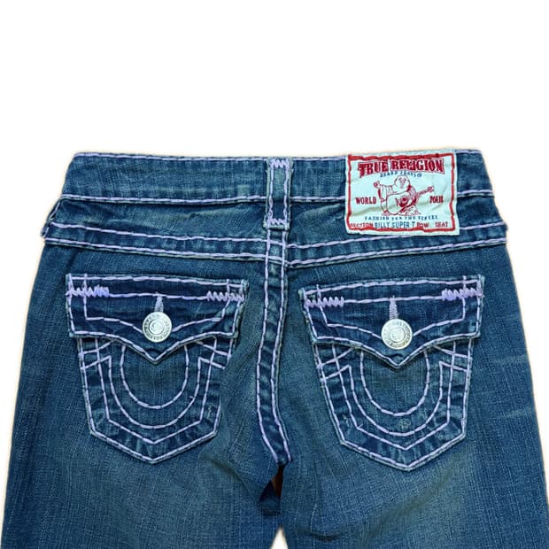 💜트루릴리전 로우라이즈 라벤더 스티치 데님 팬츠💜