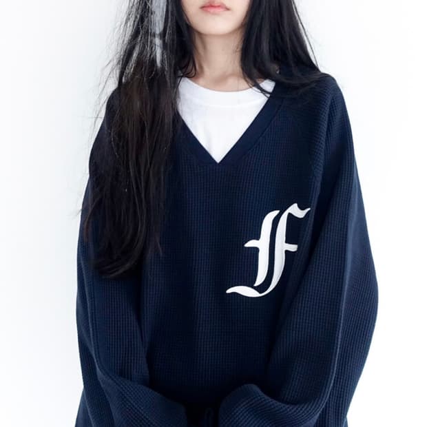 샵페어리 와플 맨투맨 waffle boxy MTM (navy)