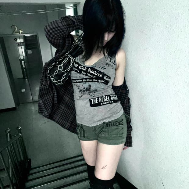 'SALVAGE' patchwork printing sleeveless