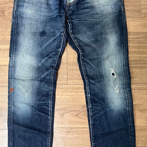 디스퀘어드2 워싱 데님 팬츠 46