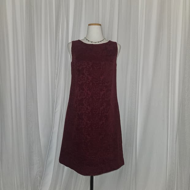 proportion 다크체리 자카드 패턴 미니 드레스