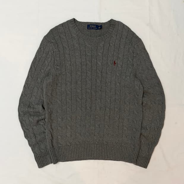 폴로 랄프로렌 꽈배기 케이블 니트 그레이