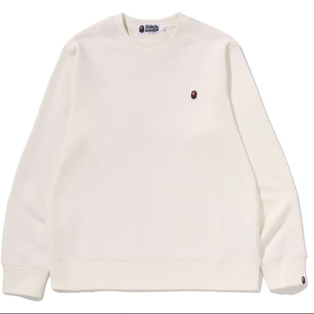 베이프 원 포인트 레귤러 핏 크루넥 맨투맨