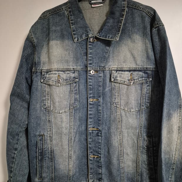 Vintage 워싱 지리는 청자켓 XXL